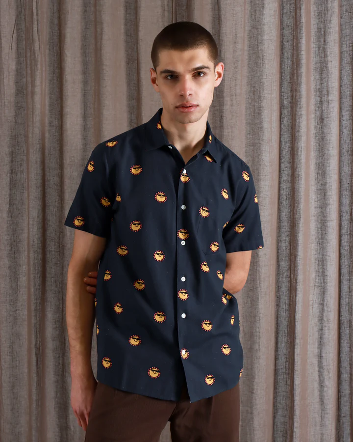 Classic Short Sleeve Shirt - Navy Sunny Print