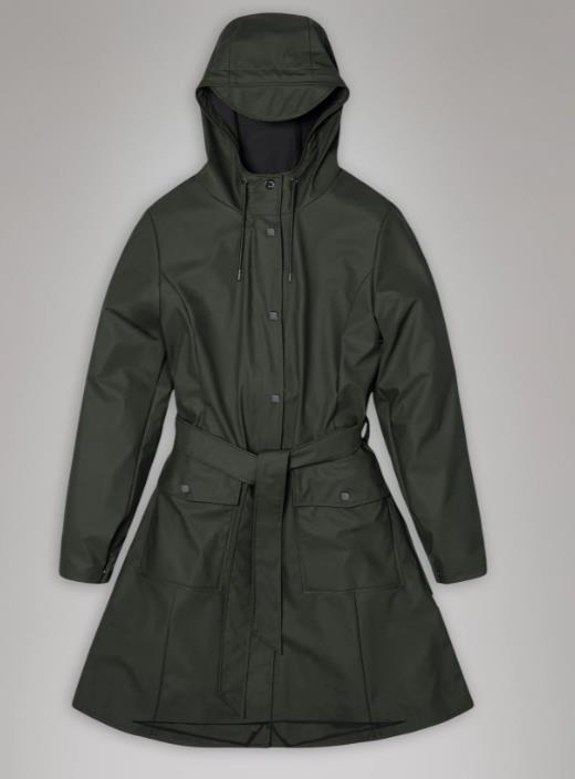 CHAQUETA IMPERMEABLE RAINS CURVE W JACKET W3 GREEN