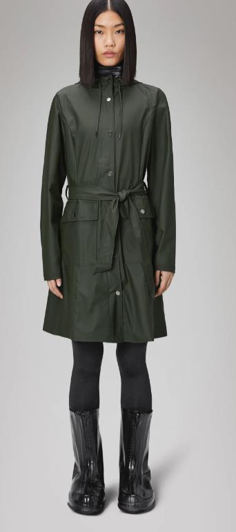 CHAQUETA IMPERMEABLE RAINS CURVE W JACKET W3 GREEN