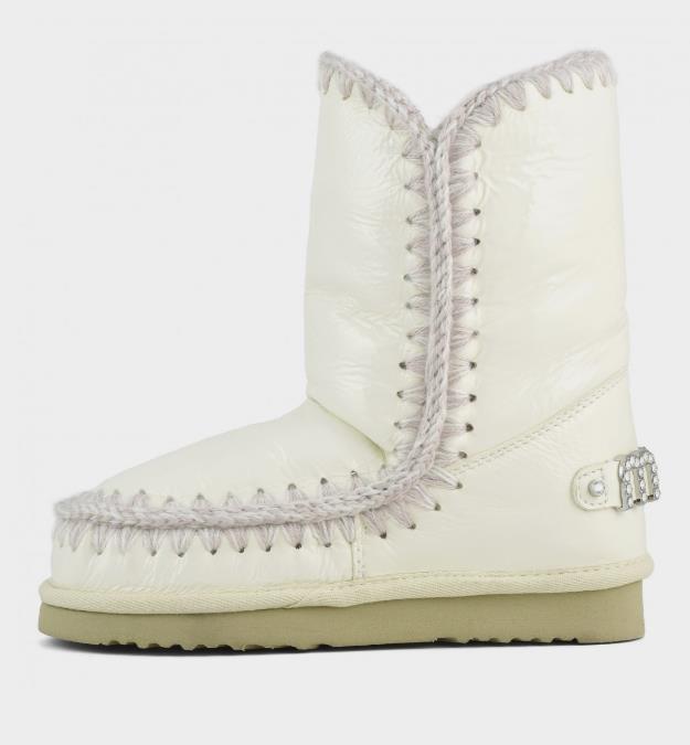 BOTA PARA MUJER MOU ESKIMO 24 RHINESTONES LOGO PATENT WHITE